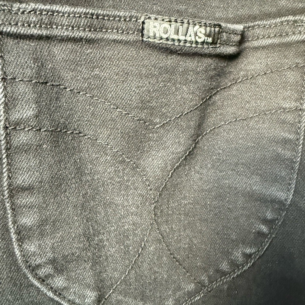 ROLLAS High Rise Wide Leg Patch Pocket Black Denim Jeans Baggy Retro Comfy 26 - Picture 5 of 11